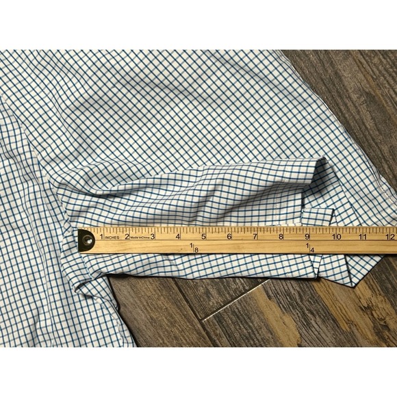 Peter Millar Mens Wicking Performance Golf Shorts Blue White Windowpane Size 34 - Picture 8 of 9